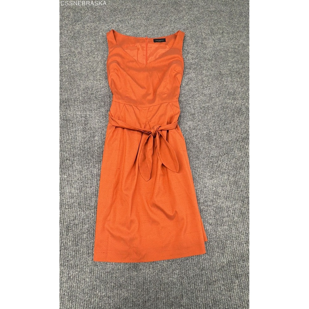 Piazza Sempione Women's Orange Silk Blend Tie Waist Sleeveless Dress IT 42